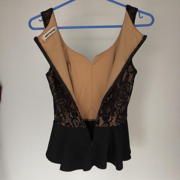Black Lace Blouse with Peplum Trim from Mystic - Picture 4 of 4
